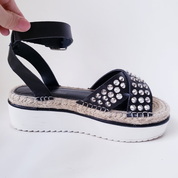 ASOS Black Ankle Strap Studded Platform Sandals - Picture 2 of 13